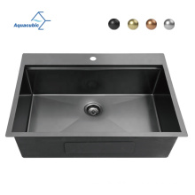 Elegant Unique Ledged Workstation Stainless Steel Inox Kitchen Top Mounted Drop-in Kitchen Sink with Strainer